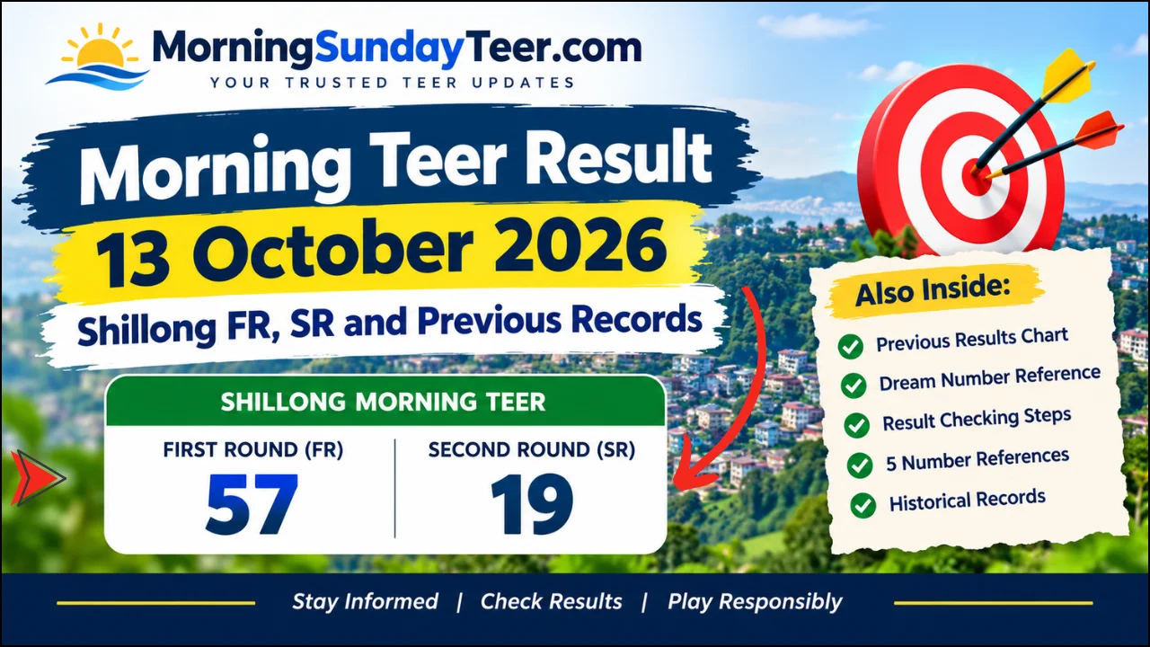 Morning Teer Result Today 13 October 2026: Shillong FR, SR and Previous Records